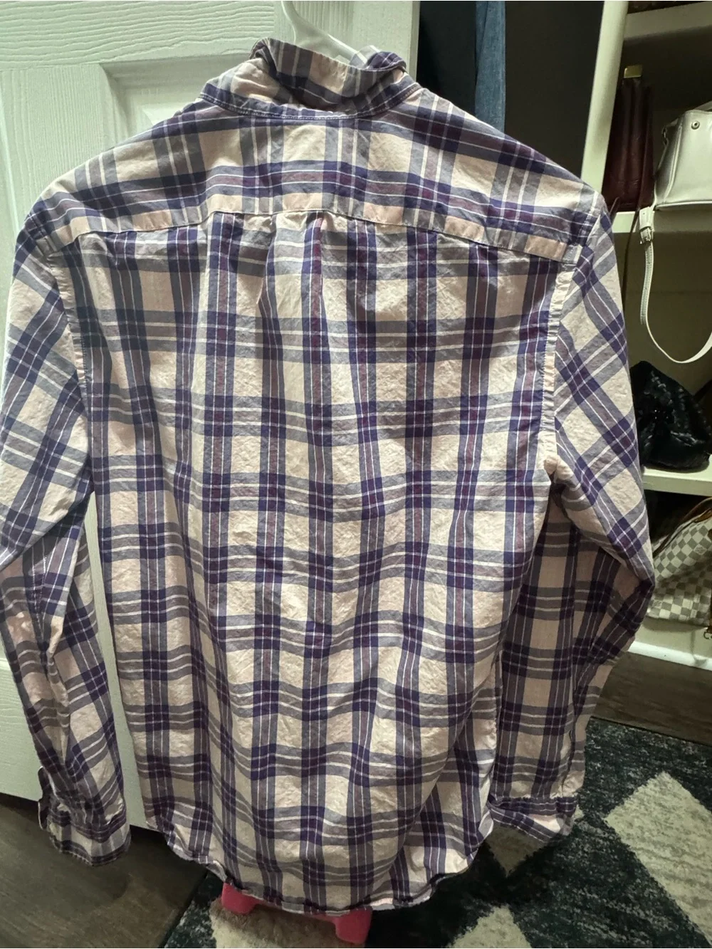 J. Crew Men's Purple and Pink Plaid Button-Down Shirt